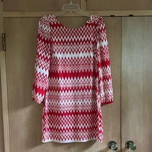Euphoria Lane Red and White Zigzag Dress